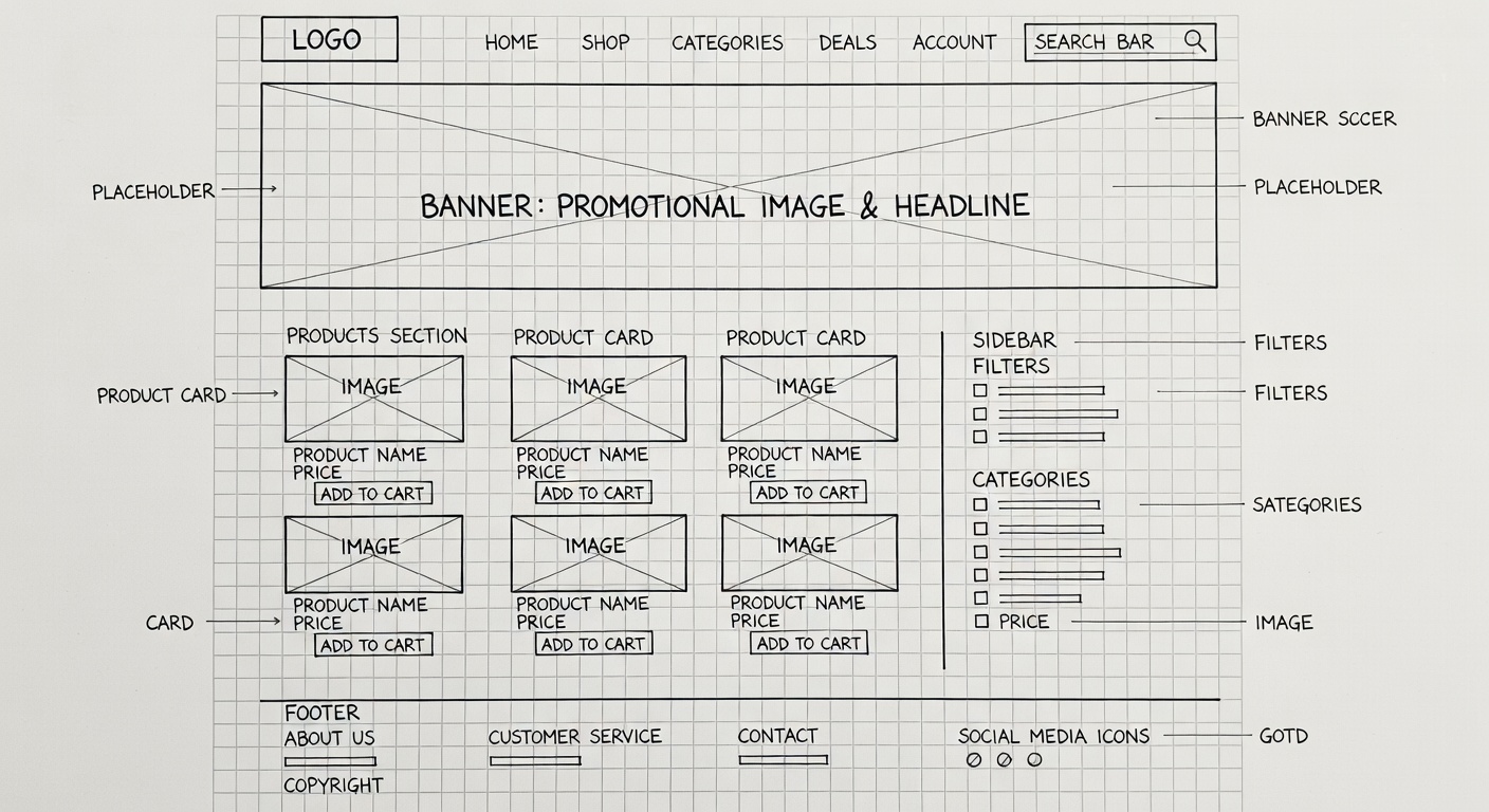 eCommerce Homepage Wireframe